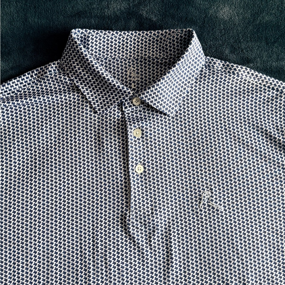 Rhoback Polo Don't Mess with Texas Print Golf Shirt Size L *Sleeve Patch - Picture 2 of 11